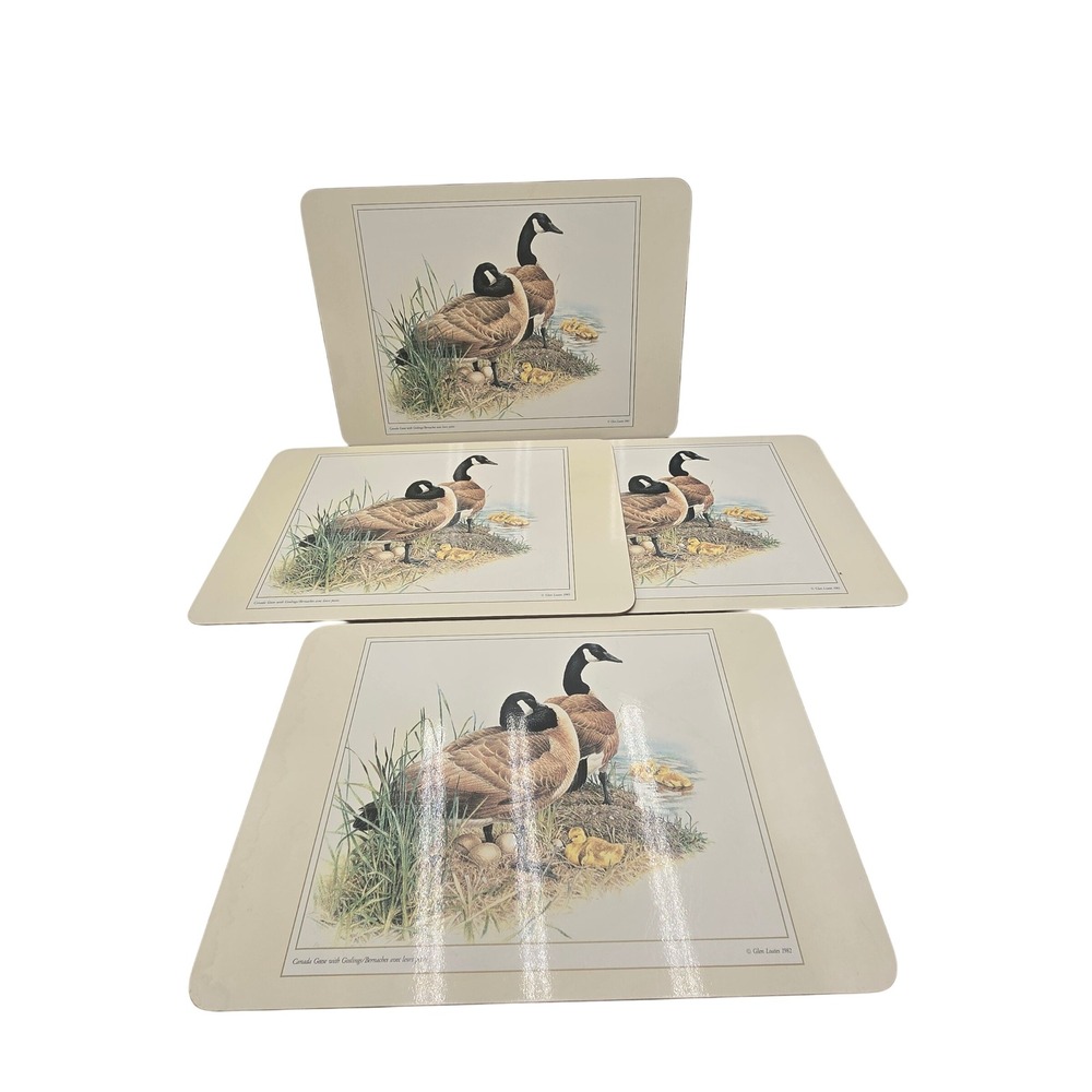 Vintage Glen Loates Canada Geese Cork Back Placemats Set of 4 Wildlife 1982